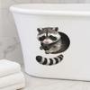 Yousheng  Creative 3D Peeking Raccoon Toilet Stickers, Self-Adhesive Toilet Seat Sticker, Waterproof PVC Water Tank Sticker, Peel And Stick Raccoon