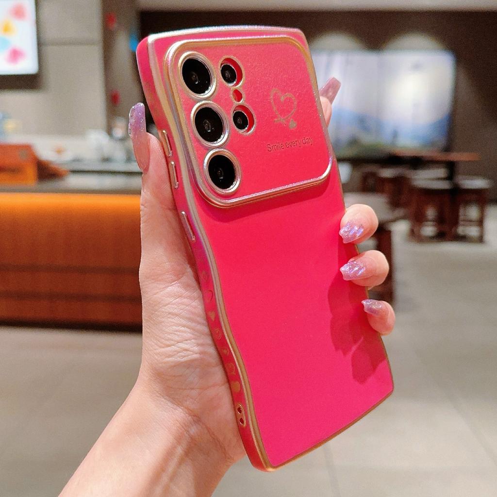 For Samsung Galaxy S23 Ultra Case Curly Shape Love Heart TPU Phone Cover Iridescent Gradient