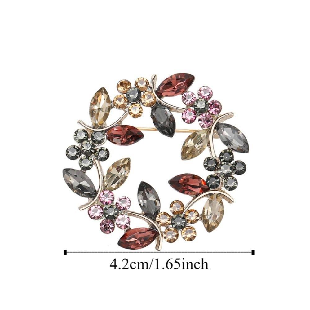 Zinc Zinc Alloy Olive Wreath Brooch Wreath Women Brooch Cute Rhinestone Olive Branch Pin  Gifts