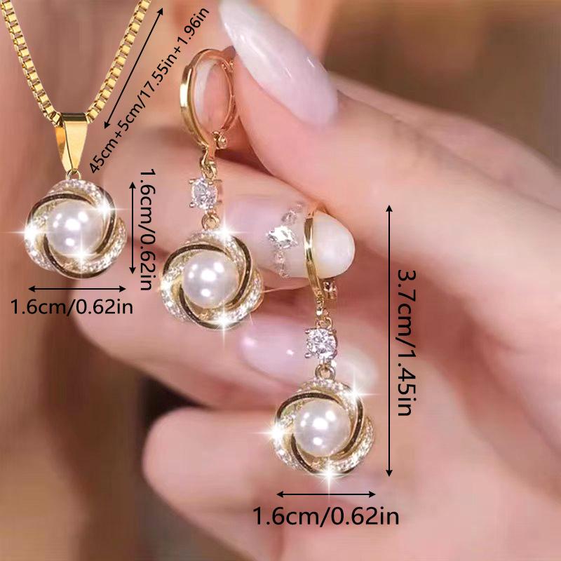 3pcsShining Luxury Elegant Fashion Simple Necklace Earrings Party Commemorative Jewelry Versatile and Exquisite Christmas Birthday Gift