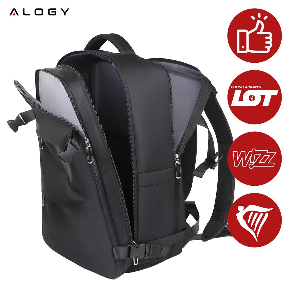 Men's Women's Travel Laptop Backpack for Suitcase Luggage for Plane Work School 45X30X20Cm Alogy Unisex Black