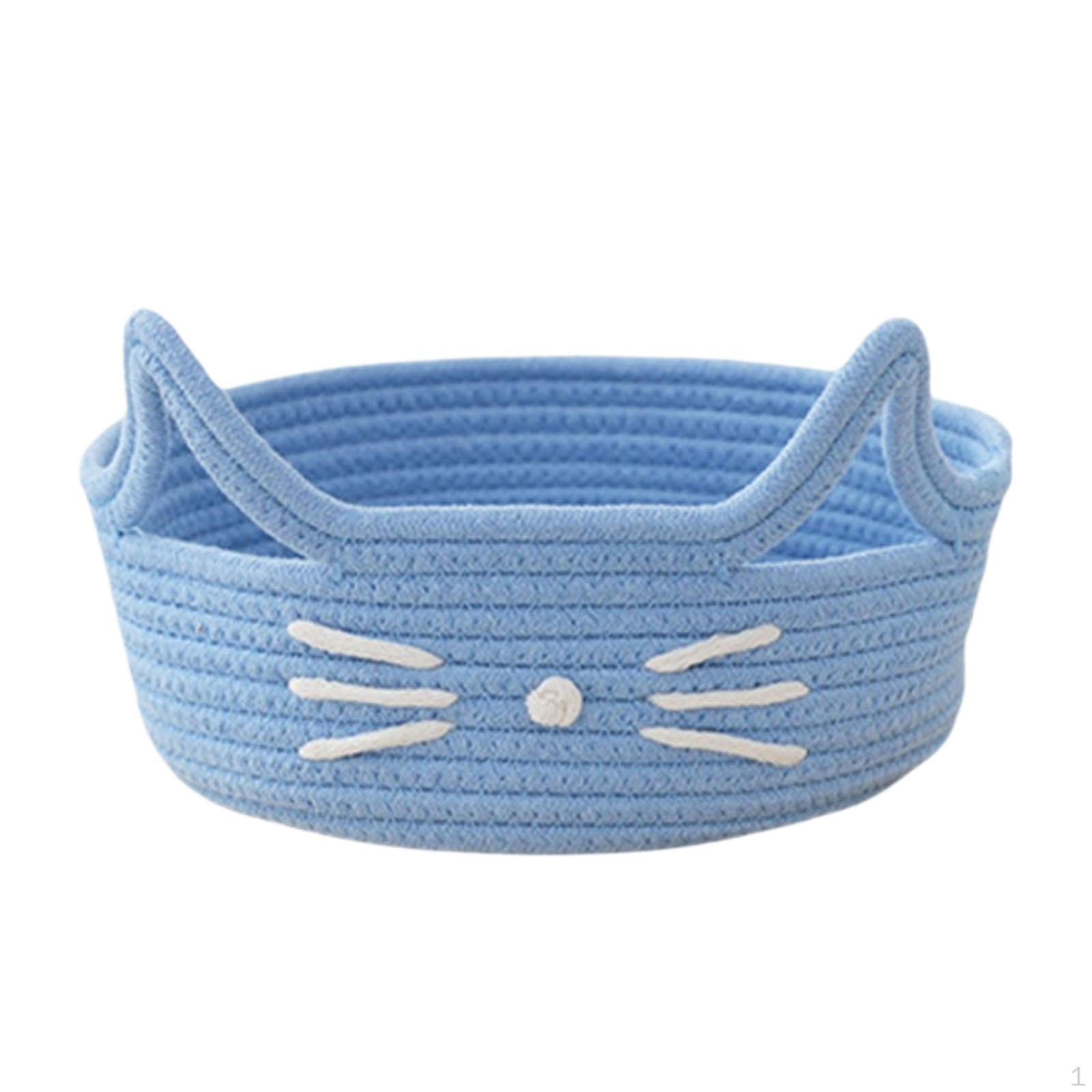 

Очаровательная корзина для хранения из хлопковой веревки с изображением кота для организации дома Blue