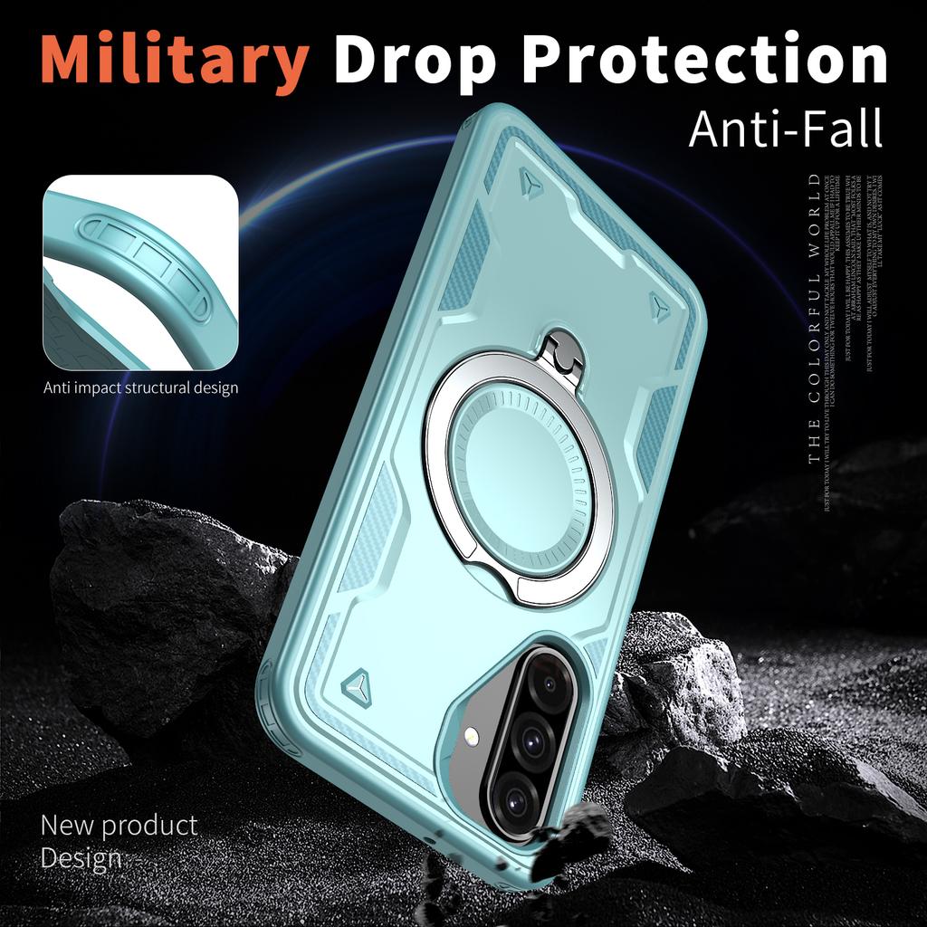 For Samsung Galaxy S25 FE Magnetic Case Military Protection PC + TPU Kickstand Phone Cover
