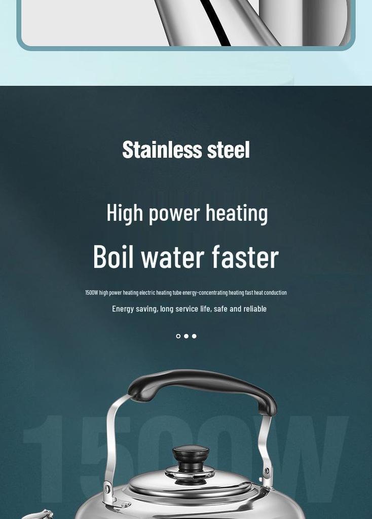 Large Capacity Stainless Steel Electric Kettle - Hot Water Boiler & Teapot for Household Use