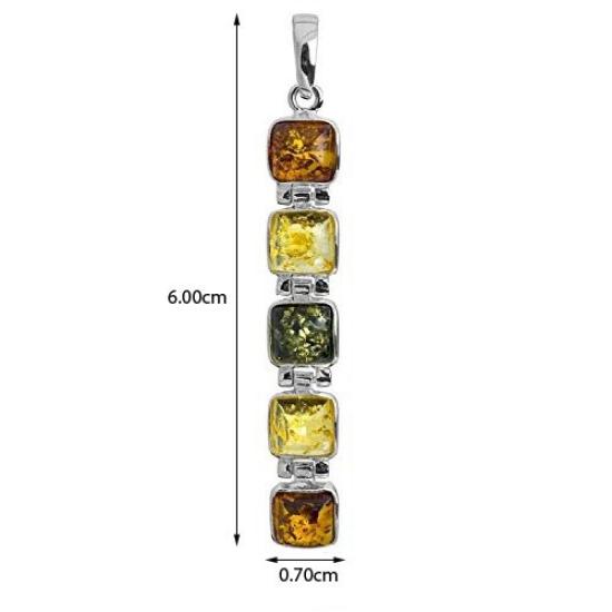 Multicolor Amber Sterling Silver Pendant