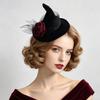 Flower Witch Hat Hair Clip Gothic Style Headdress Halloween Hair Clip Skull Spider Dark Black Witch Hairpins Party Headpiece