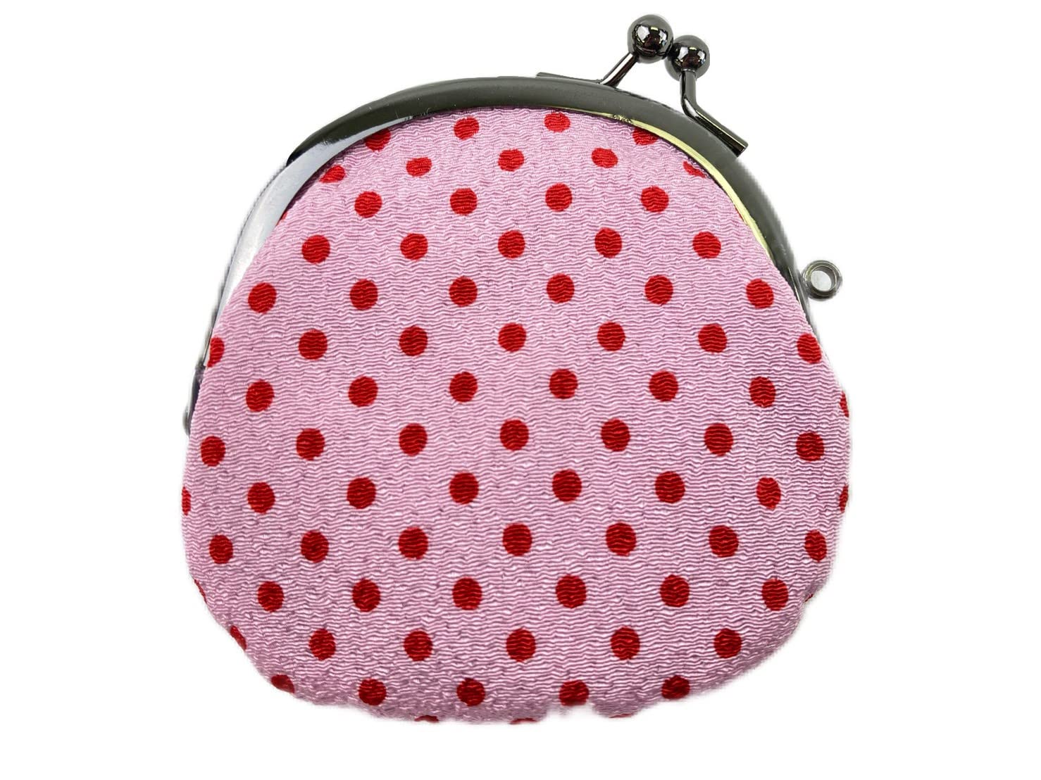 (0218) Uni Seni, Сделано в Японии, Футаго Тиримен, Японский узор, Мини-кошелек с застежкой 2,5 дюйма [Горошек-Розовый]