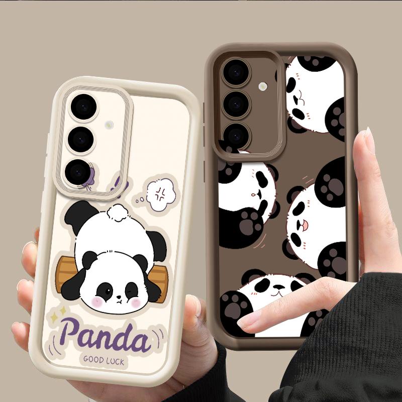 Lovely Baby Panda Print Case For Samsung S26 S25 Ultra S24 S23 S22 Plus S21 FE A15 A16 A17 A35 A36 A37 A54 A55 A56 A57 5G Shockproof Bumper Cover