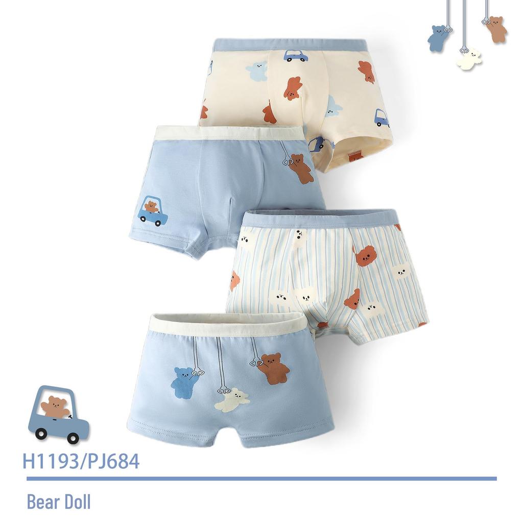 Calzoncillos bóxer de algodón antibacteriano para niño con dibujos animados, paquete de 5