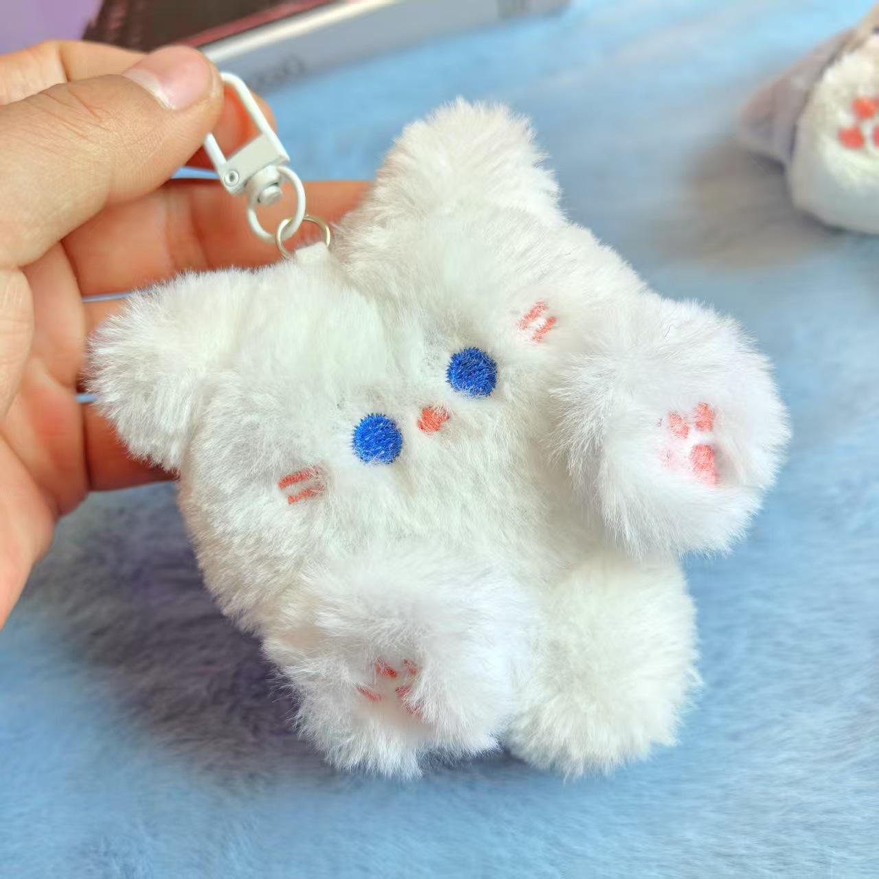 

Cute Plush Cat Pendant Girl Backpack Pendant Couple Bag Keychain Decorative Gift белый