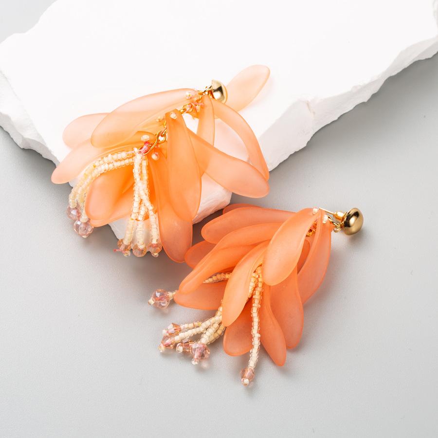 Earring - Creative and Fresh Floral Resin Long Flowing Tassel Earrings for Women, Unique and Sweet Earrings
