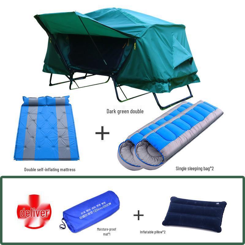 Double Layer Stormproof Outdoor Tent for Two - Rainproof, Thickened, Off-Ground, Perfect for Camping, Cold Weather, and Fishing
