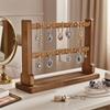 Wooden Jewelry Display Stand with Hook Household Bracelet Storage Rack Multi-Layer Necklace Wood Holder for Closet Dresser