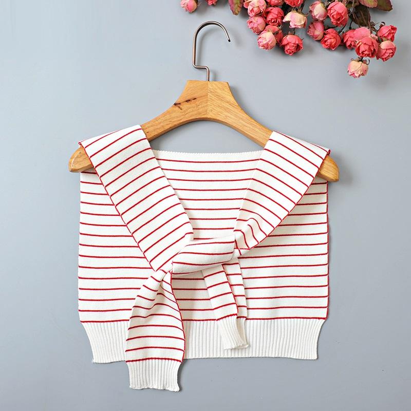 

New Stripe Fake Collar Women Detachable Collars Black White Candy Color Faux Col Chemisie Removable Ties Women Navy Collar Shawl