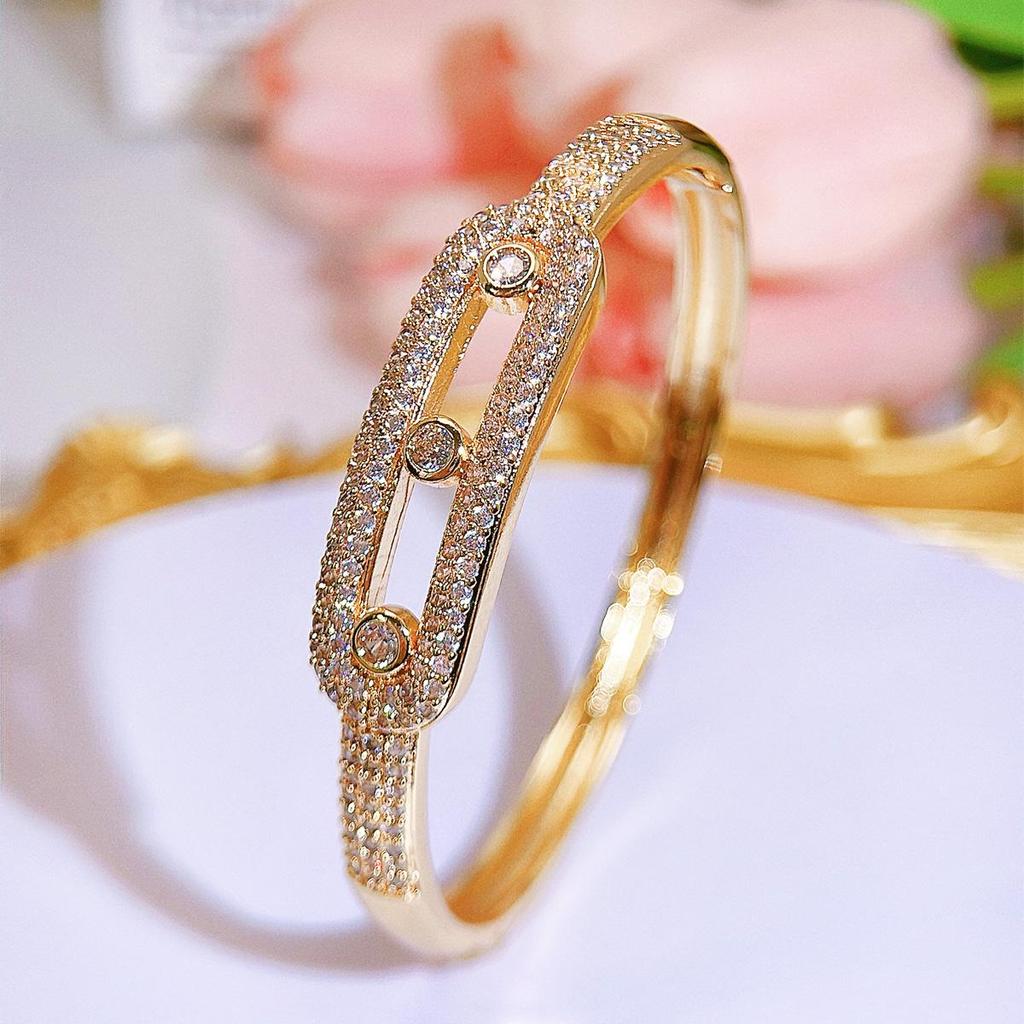 CMM Retro Ladies Colored CZ Zircon Bracelets Bangles Golden Women's Fashion Ethnic Style All-Match Jewelry Hand Accessories