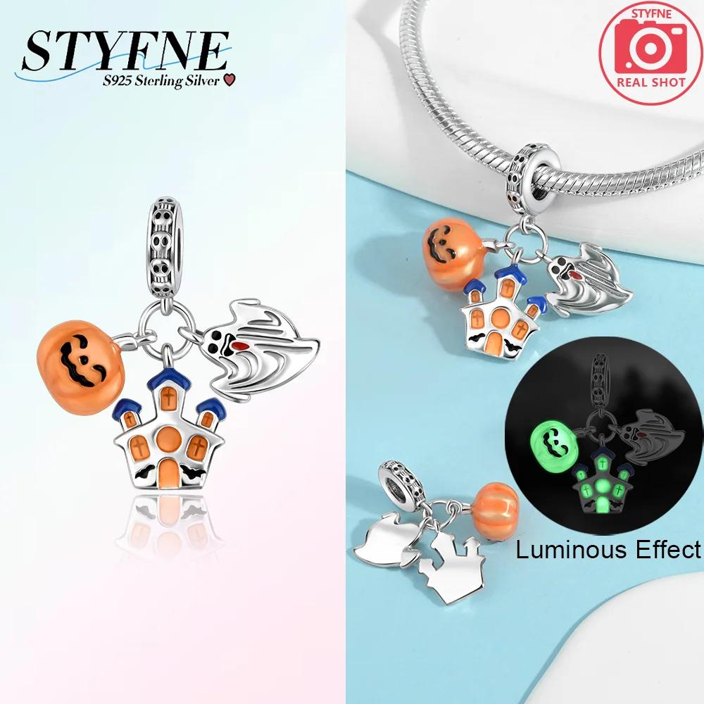 Charms Plataoriginales Luminous Pumpkin Beads For Charms Copper Bracelet Beads Jewellery Making Women'S Gift