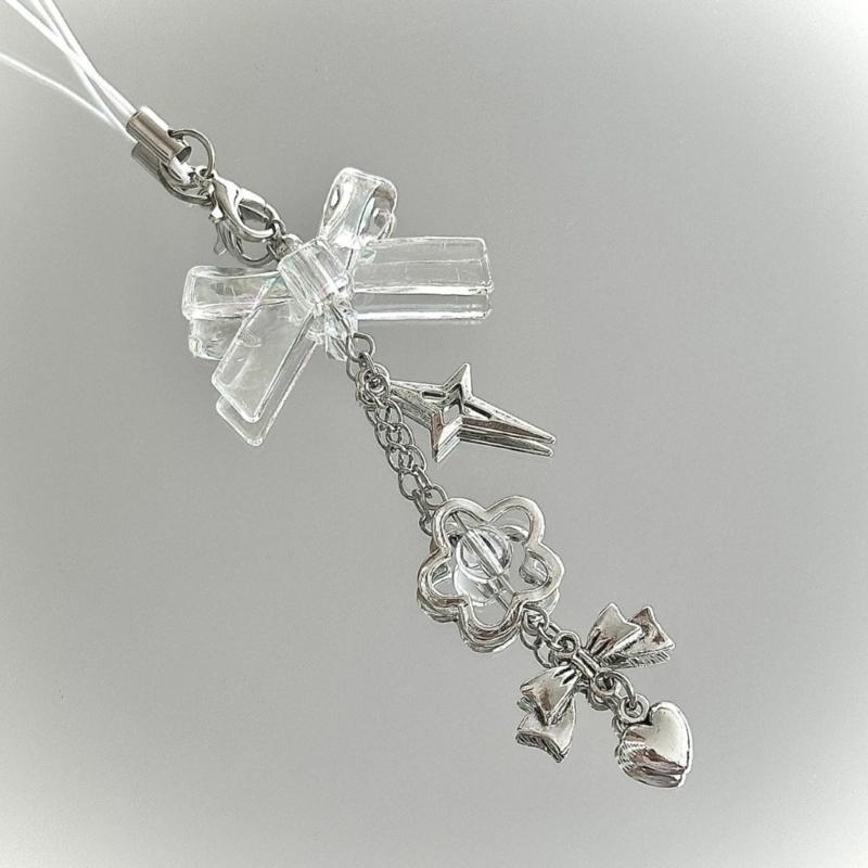 Portachiavi con Perline in Lega Acrilica Elegante Ciondolo per Telefono per Donne Ragazze Portachiavi Elegante Regalo Accessorio alla Moda per Borsa