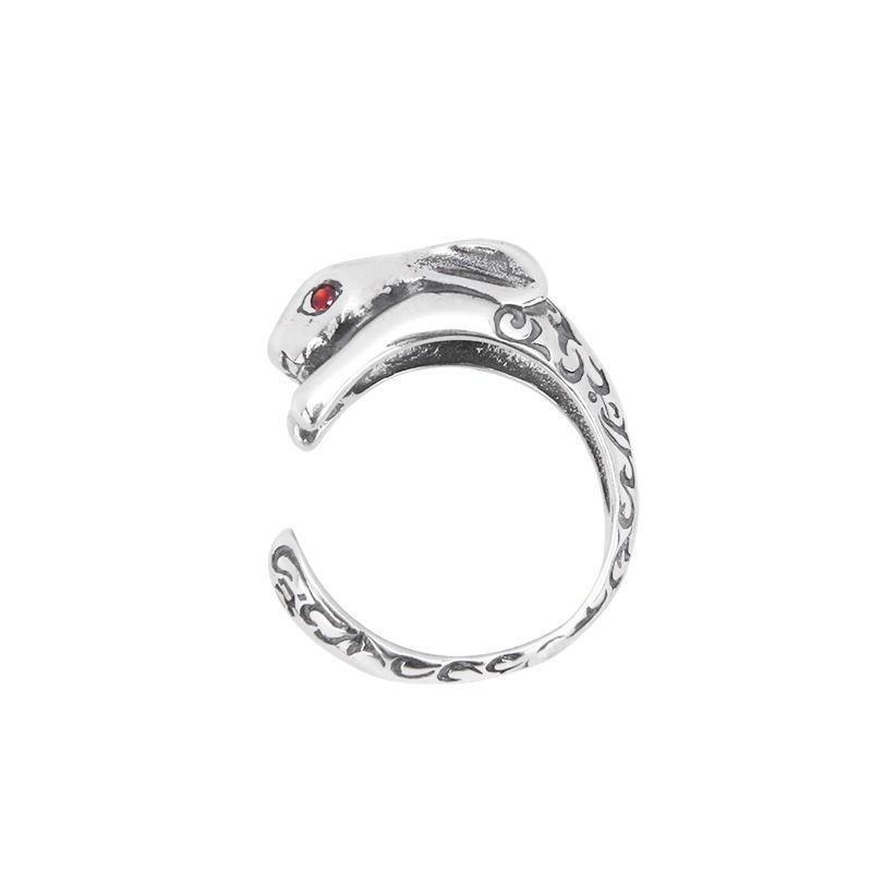 Adjustable Open Ring Women Men Vintage Rabbit Motif Plated Geometric Statement