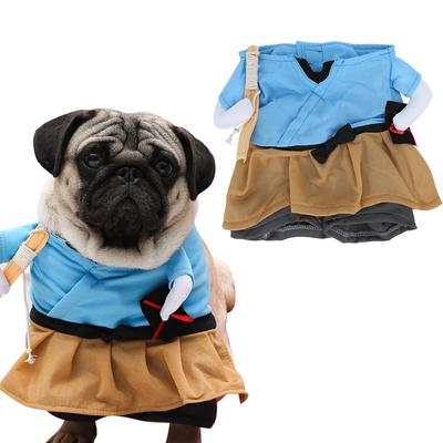 Polyester Funny Samurai Upright Pet Costume Halloween Party Cosplay Clothes Dress Up for Dog