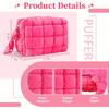 Quilted Makeup Bag Cosmetic Bags Puffy Travel Toiletry Pouch For Women Cute Checkered Zipper Bag Travel Essential Portable Aesthetic Organizer