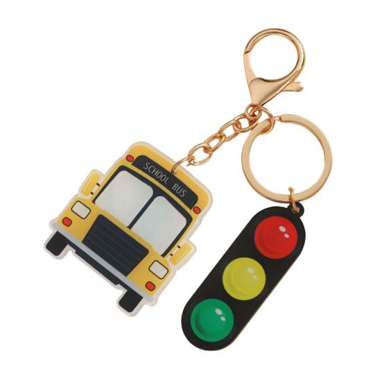 Keychain Pendant School Bus Acrylic Traffic Light Keyring Bag Charm Backpack Handbag Car Keys Wallet