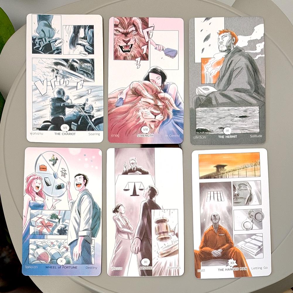 Manga Tarot Deck - 10.3 X 6 Cm 78 Cards Anime Style Tarot Modern Storytelling Divination Deck for Beginners & Experts