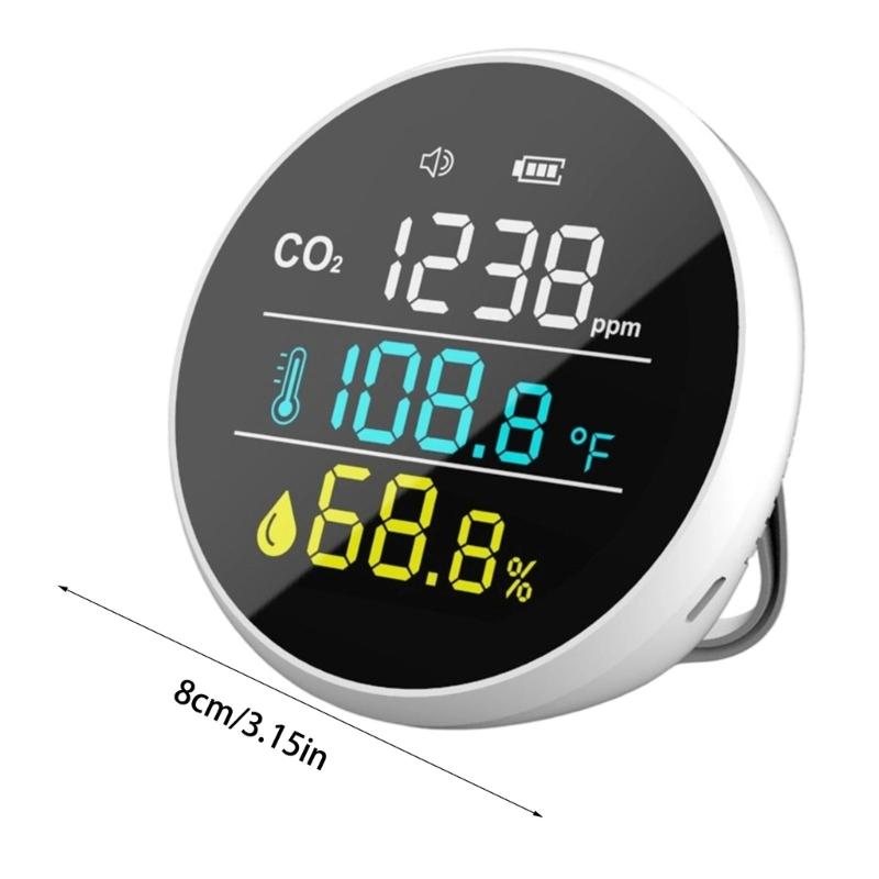 Indoor Air Quality Monitor CO2 Tester Meter Hygrometer With Temperature Dampness Measurement And Wall Mountable Design