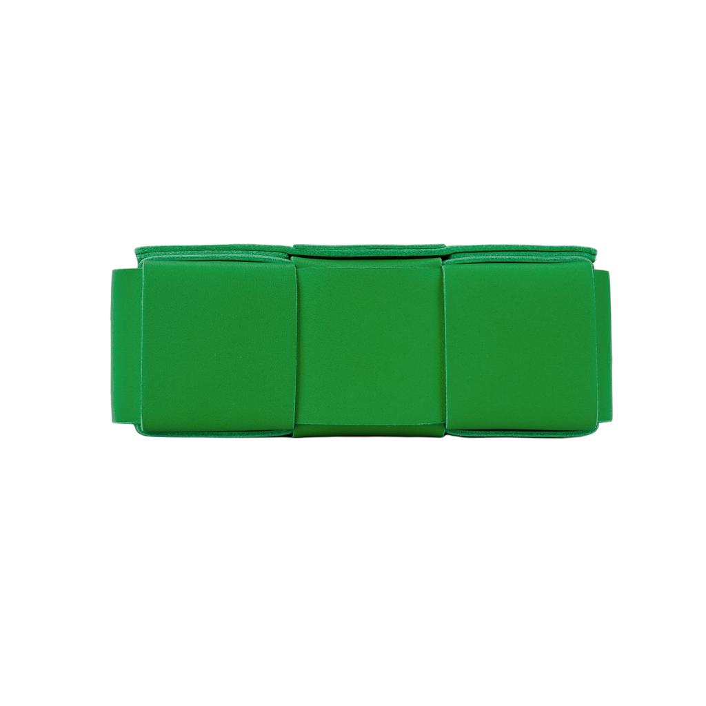 Bottega Veneta Cassette 6-Grid Minimalist Solid Color Intreccio Woven Lambskin Crossbody Bag Mini Women Crossbody Bag Green 666688VMAY13182