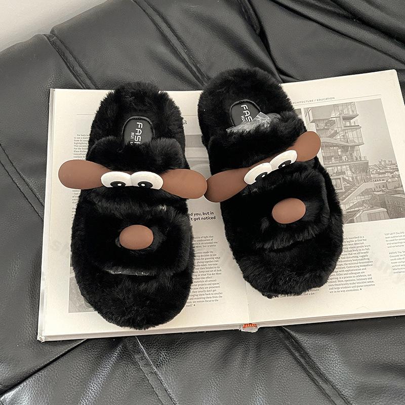 

Мода Мода Универсальный Милый Мультяшный Дизайн Толстая Подошва Повседневные Плюшевые Тапочки для Женщин 2025 Осень Новые Удобные Хлопковые Домашние Тапочки 35 чёрный