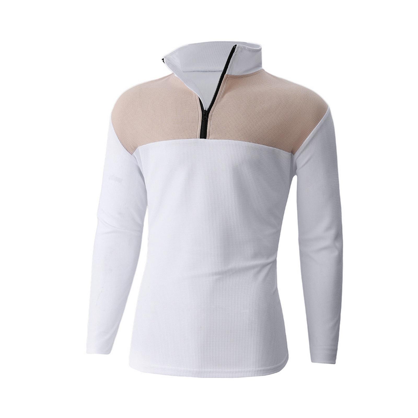 

Men s And Women s Casual Color-blocked Stand-up Collar Long-sleeved T-shirt, Men s Sporty Breathable Half-zipper Top XL