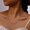 Necklace for Stainless 18K Gold Crystal [Rockyu] Women, Steel, Plated, Green, Black, Beads, Chain, 45-50cm (black)