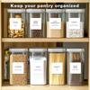 288 Pantry Labels for Food Containers, Preprinted Minimalist Waterproof Stickers for Organizing Storage B, Jars and Kitchen