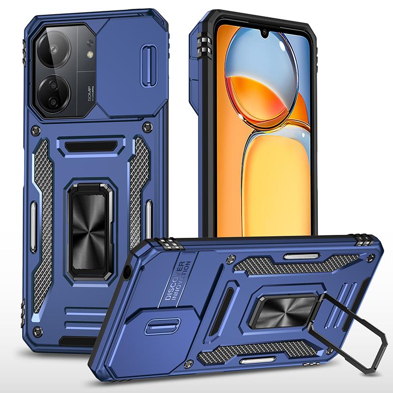

Armor Series For Xiaomi Redmi 13C 4G/5G/13R 5G/Poco M6 5G/Poco C65 4G Phone Case with Slide Camera Cover Navy Blue