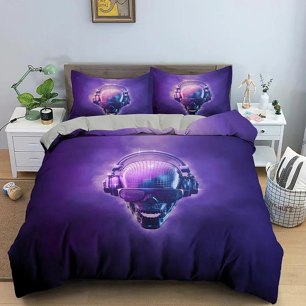 3D Skull Comfortable Duvet Quilt Cover Pillowcase Bedding Set Children Bedroom Decoration Home Textile
