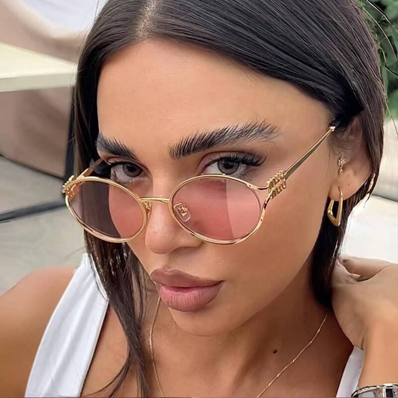 Luxury Metal Brand Sunglasses For Men And Women Unisex Designer Fashion Sun Glasses Unisex Stylish Shades Uv400 Oval Eyewear