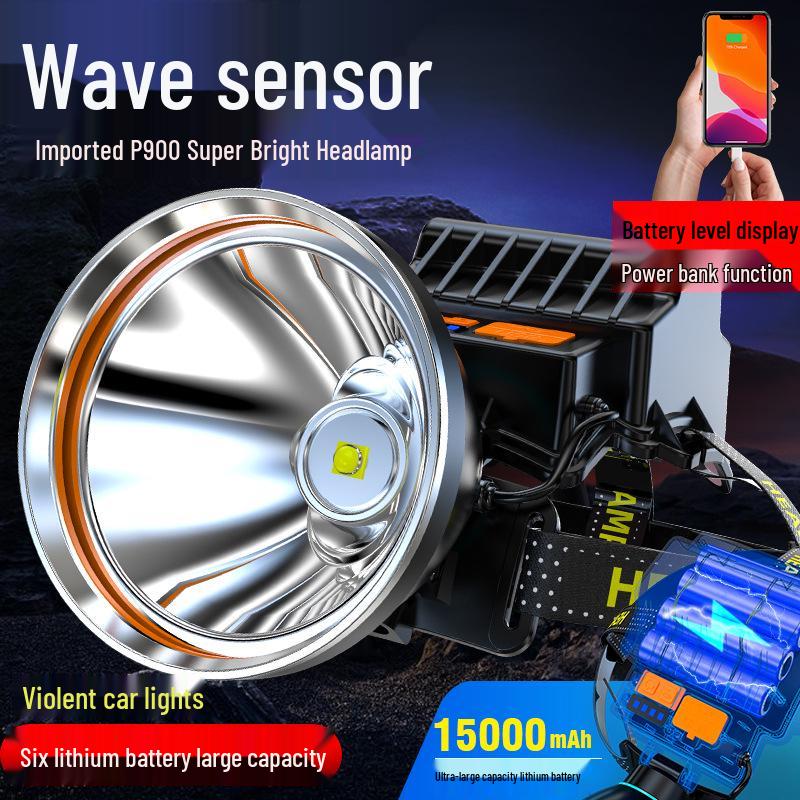 High-Intensity LED Night Fishing Headlamp with Induction Lithium Battery