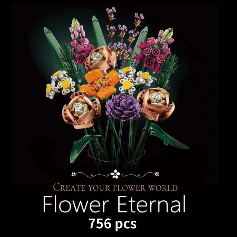 Eternal Artificial Flower Home Decor Building Block Model Brick Moc Bouquet Rose Toy DIY For Women Girls Gift For Mom Girlfriend