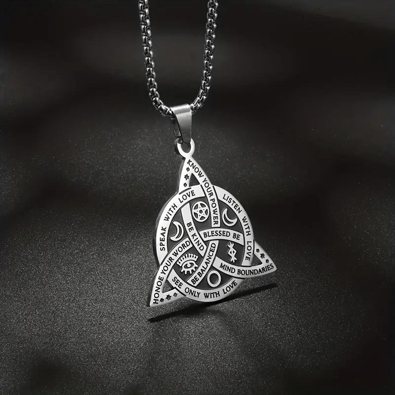 1 Viking Witch Celtic Knot Pendant Necklace - Stainless Steel Gothic Necklace, Suitable for Both Men and Women pendant necklace