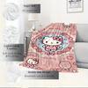 For Hello Kitty, Cute, PinkAnime-Themed Flannel Blanket, Glam Style, Digital Print, All-Season Comfort, Tear-Resistant, Knitted Craftsmanshi