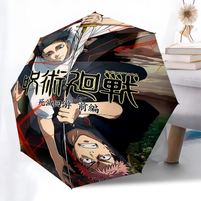 1pc Jujutsu Kaisen Automatic Folding Umbrella with 8 Bone Iron Frame, Portable Tri-Fold Design - Perfect for Fans, Travelers, Daily Use, and Gifts.U01