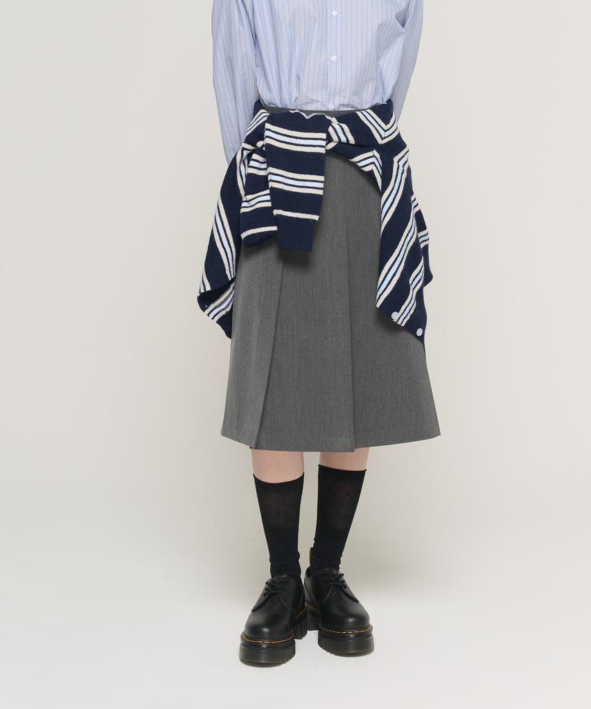 Cargo Bros For Woman A-Line Midi Pleated Skirt (Gray)