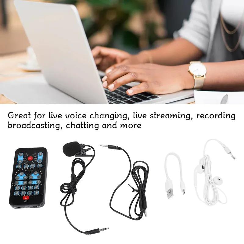 8 Sound Effects Mini Voice Changer Card Support Multi Languages Beautification Handheld Sound Card for Mobile Phone Computer