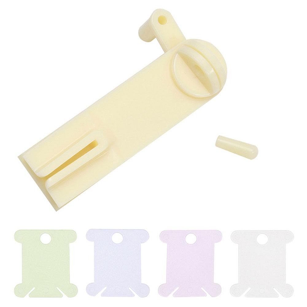 Manual Thread Winder with 100PCS Plastic Bobbins - Transparent Floss Organizer for Cross Stitch