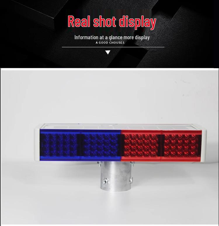 Solar-Powered Red & Blue Strobe Traffic Warning Light for Construction Zones and Intersections