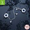 Personalized Starburst Silicone Positioning Safety Chain, Fashion Futuristic S925 Sterling Silver Bracelet Beaded