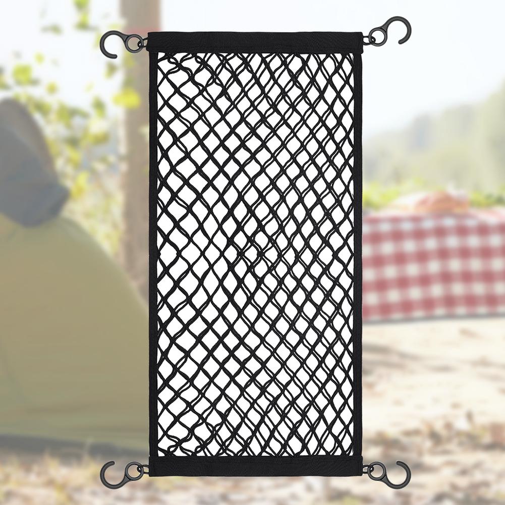 Camping Cart Cargo Net Elastic Camping Cart Storage Bag Foldable Car Cargo Net Pocket Dual Layer for Garden Cart Folding Wagon
