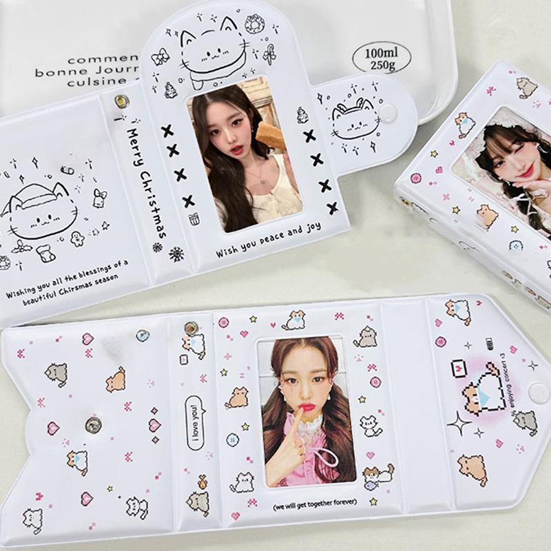 3 Inch Photocard Binder Photo Card Holder Card Sleeves Idol Id Cards Collector Kawaii 40Pcs Card Capacity Hollow Cartoon Album