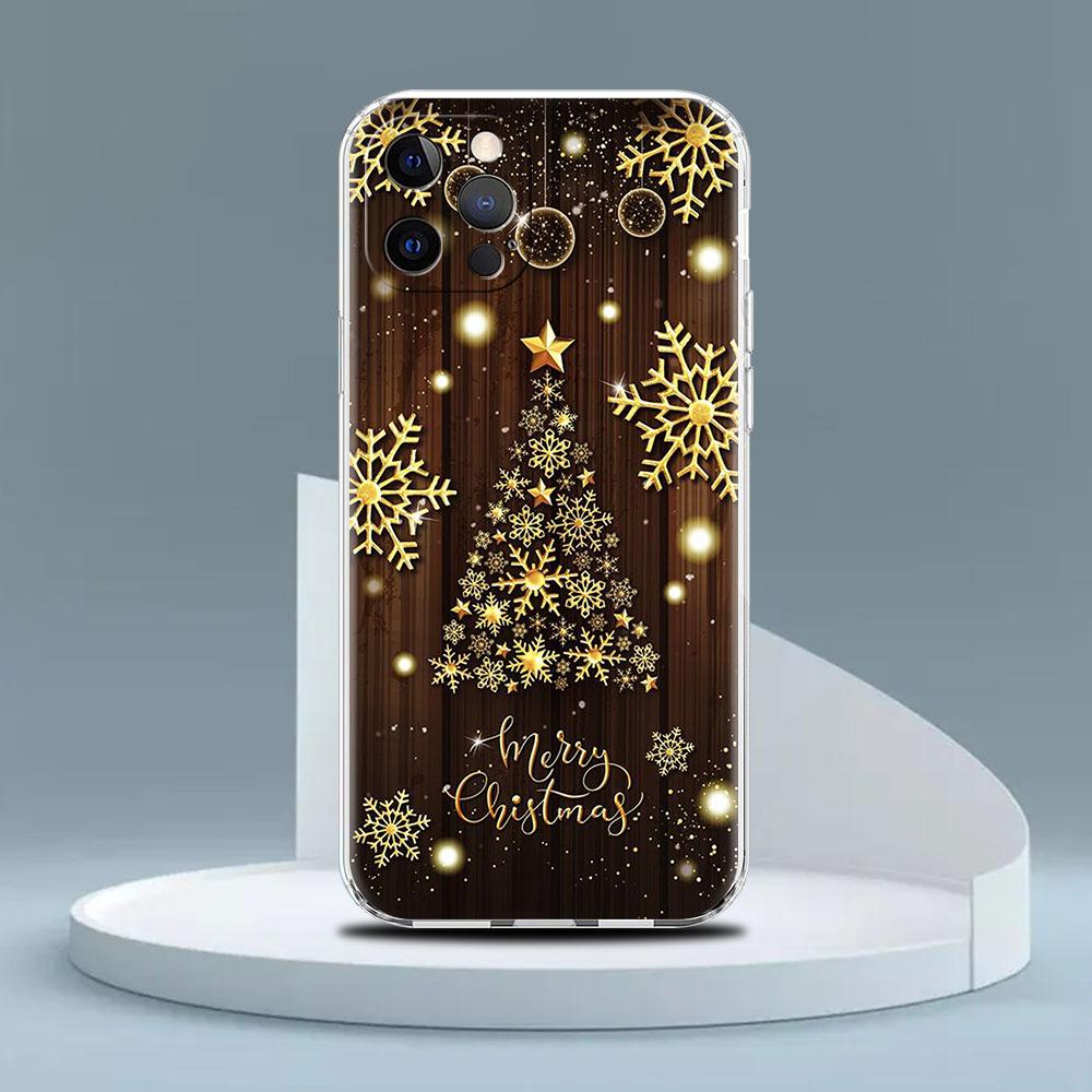 Case For Apple iPhone 14 13 11 Pro 12 7 8 Plus SE 2022 XR X XS Max 6 6S Clear Silicone Phone Cover Winter Snow Merry Christmas