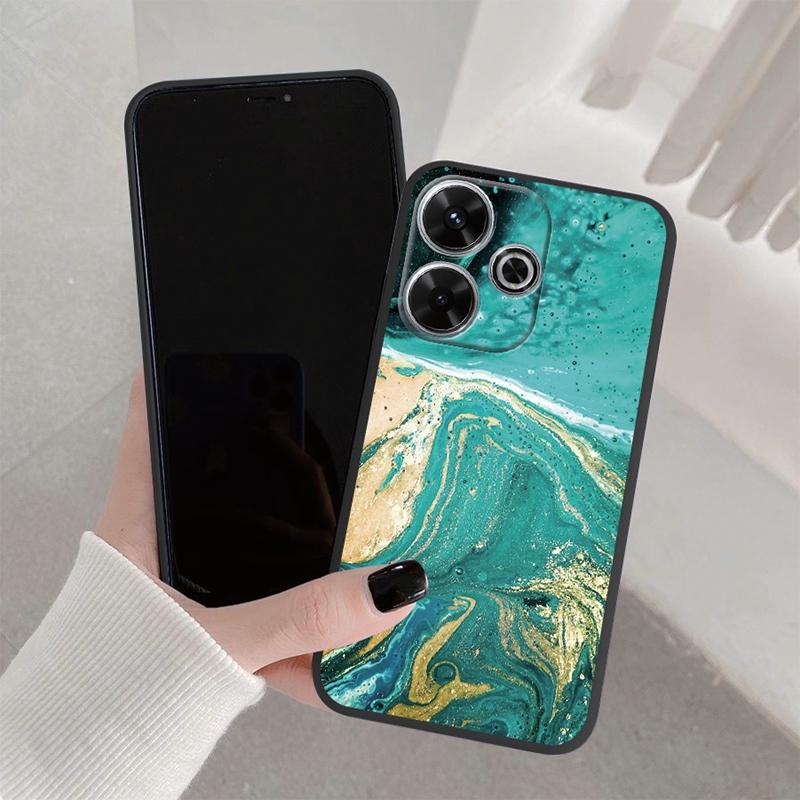Husa din silicon moale din marmura cu flori pentru Xiaomi Redmi Note 13 Pro 13C Samsung A35 A55 M35 M34 iPhone Huawei Honor 200 Husa de protectie rezistenta la socuri