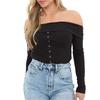I Saw It First Womens/Ladies Button Front Fitted Bardot Top